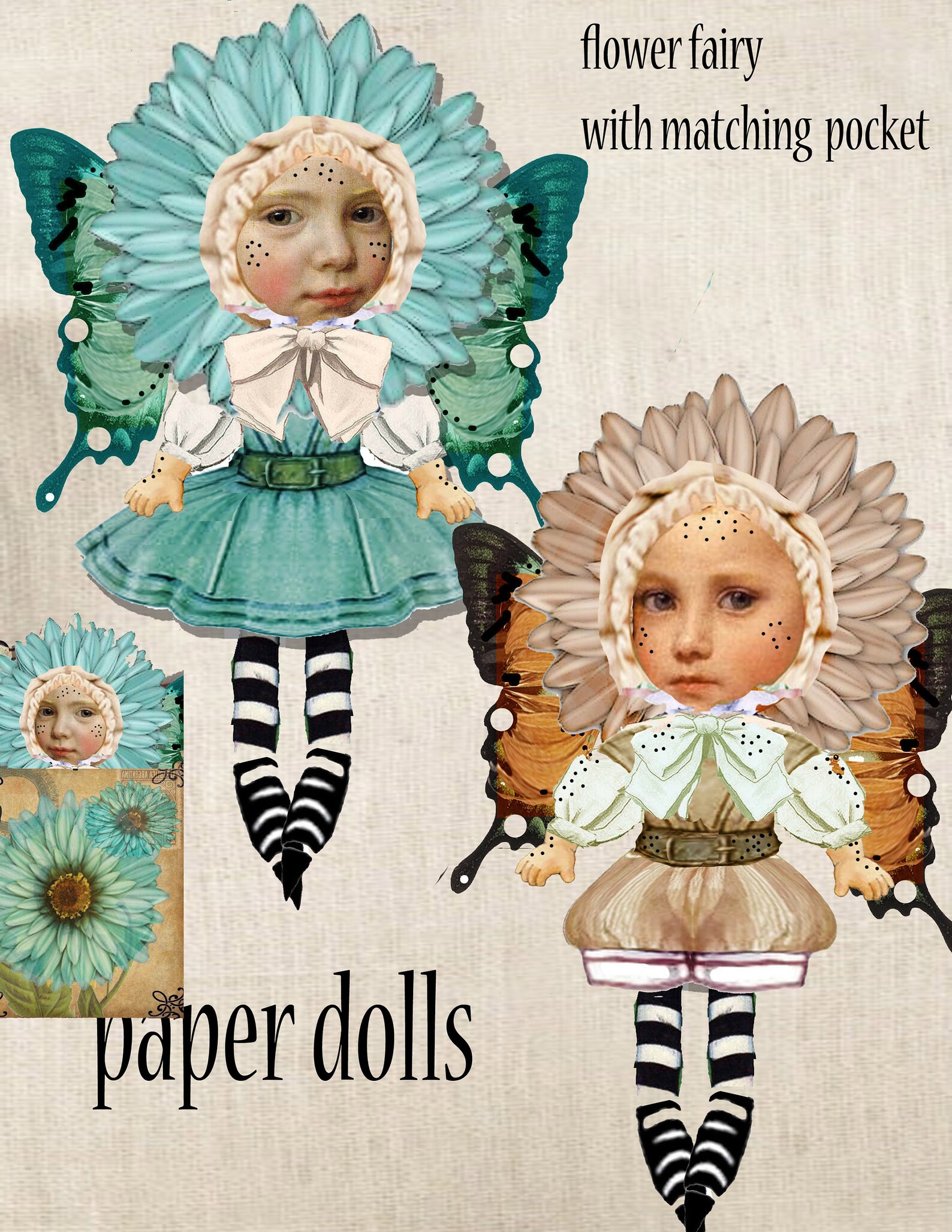 Printable Scrapbook Flower Fairies Paper Dolls With Scrapbook | Etsy
