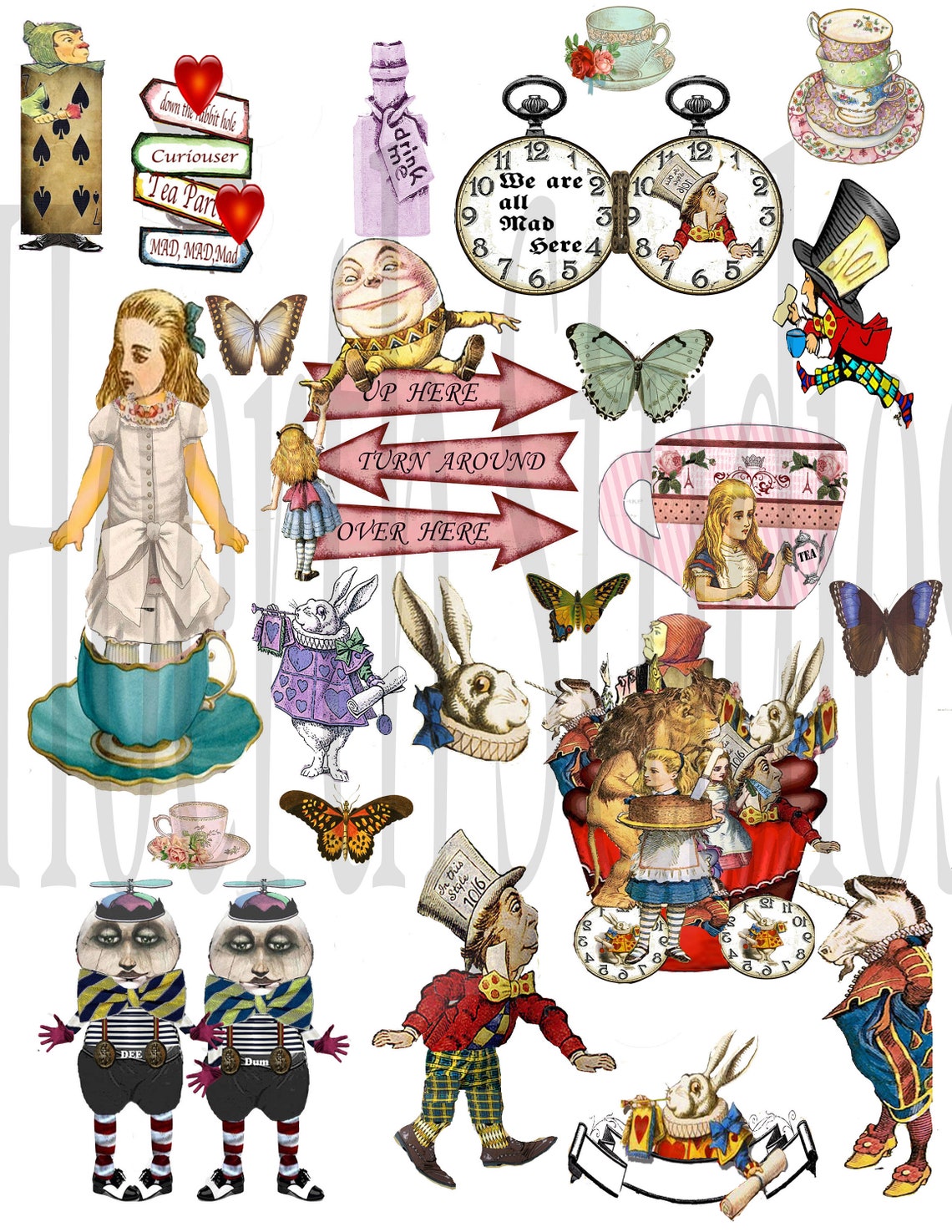 Printable Alice in Wonderland Collage Sheets for Craft - Etsy