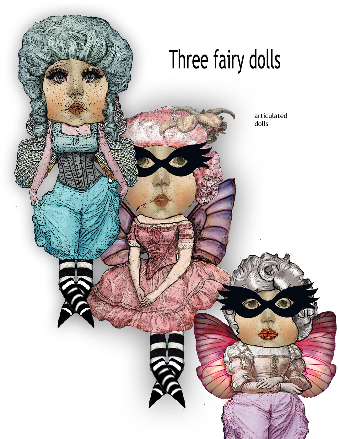 Printable Fairy Paper Dolls Articulated Collage Sheet for Journaling ...