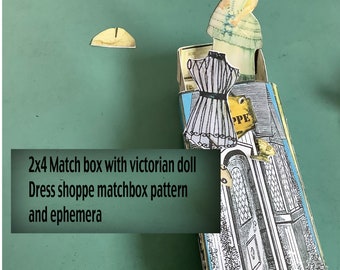 printable Victorian Dress shoppe matchbox and victorian paper doll 2x4 inches  kit great for projects for victorian matchbox  sets download
