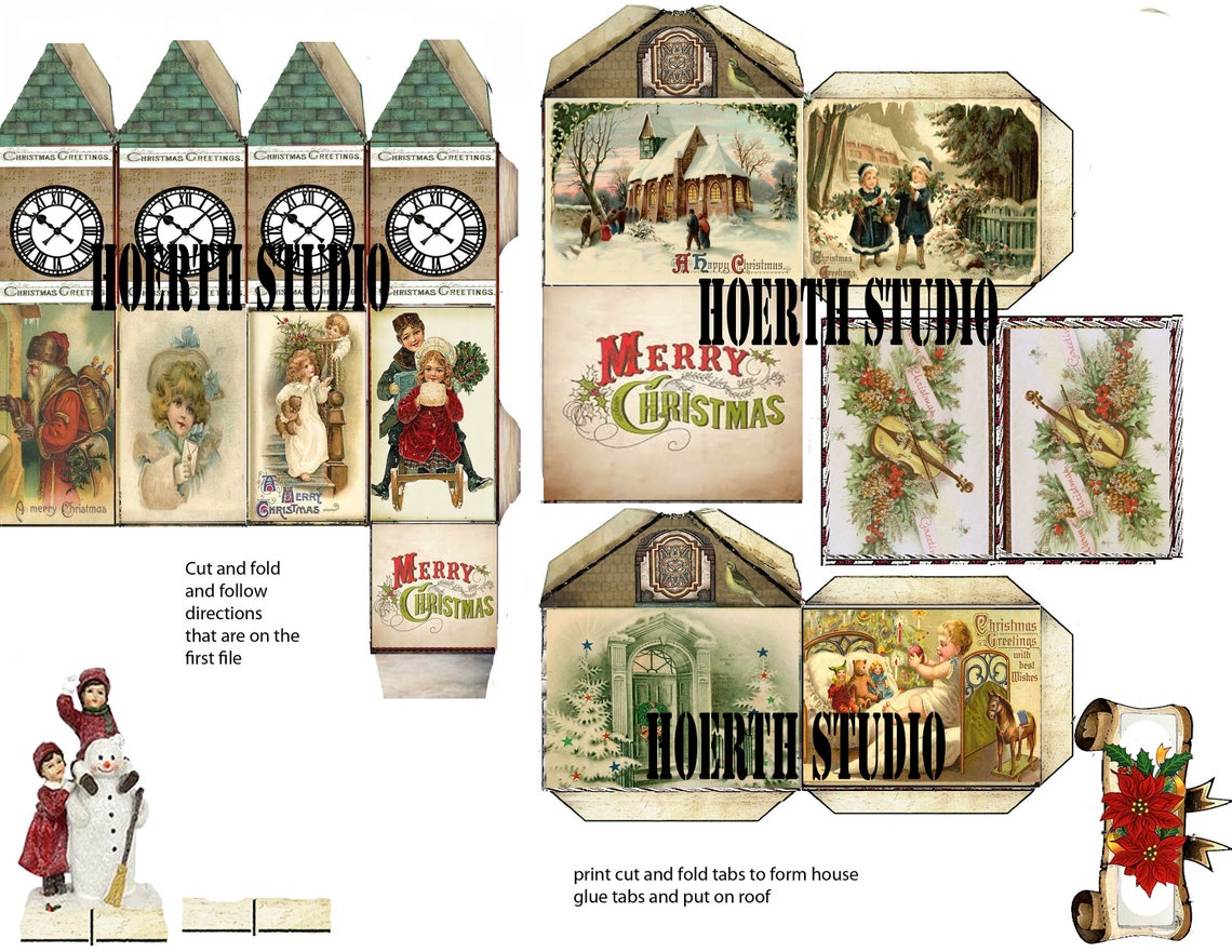 Printable Christmas Village Victorian Ephemera Images - Etsy