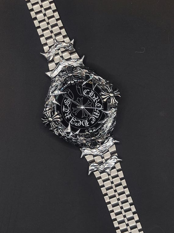 Chrome Hearts Style Custom Casio Watch – Gothic Cross & Spike