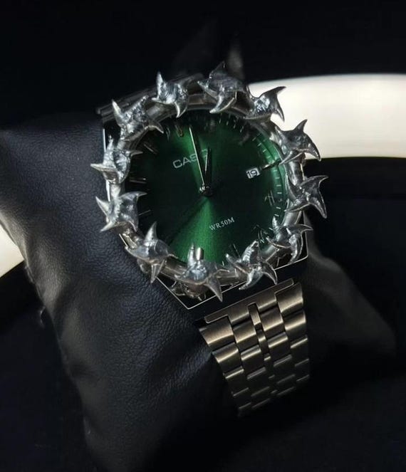 Casio Alabaster Custom Watch – Green Dial, Handmade Unique Design