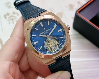 Orologio automatico scheletrato di lusso – Orologio con cuore aperto in stile Vacheron Constantin, cinturino in acciaio inossidabile o in pelle, elegante regalo per uomo.