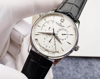 Jaeger-LeCoultre Style Calendar Watch – Luxury Inspired Automatic Watch, Triple Calendar Dress Watch, Elegant Men’s Watch Gift