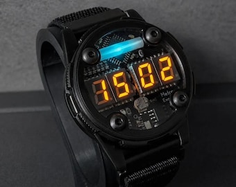 Metro 2033 Inspired LED Watch – Post Apocalyptic Nixie Style Wristwatch, Metro Exodus Style Electronic Watch, Sci-Fi Gamer Gift