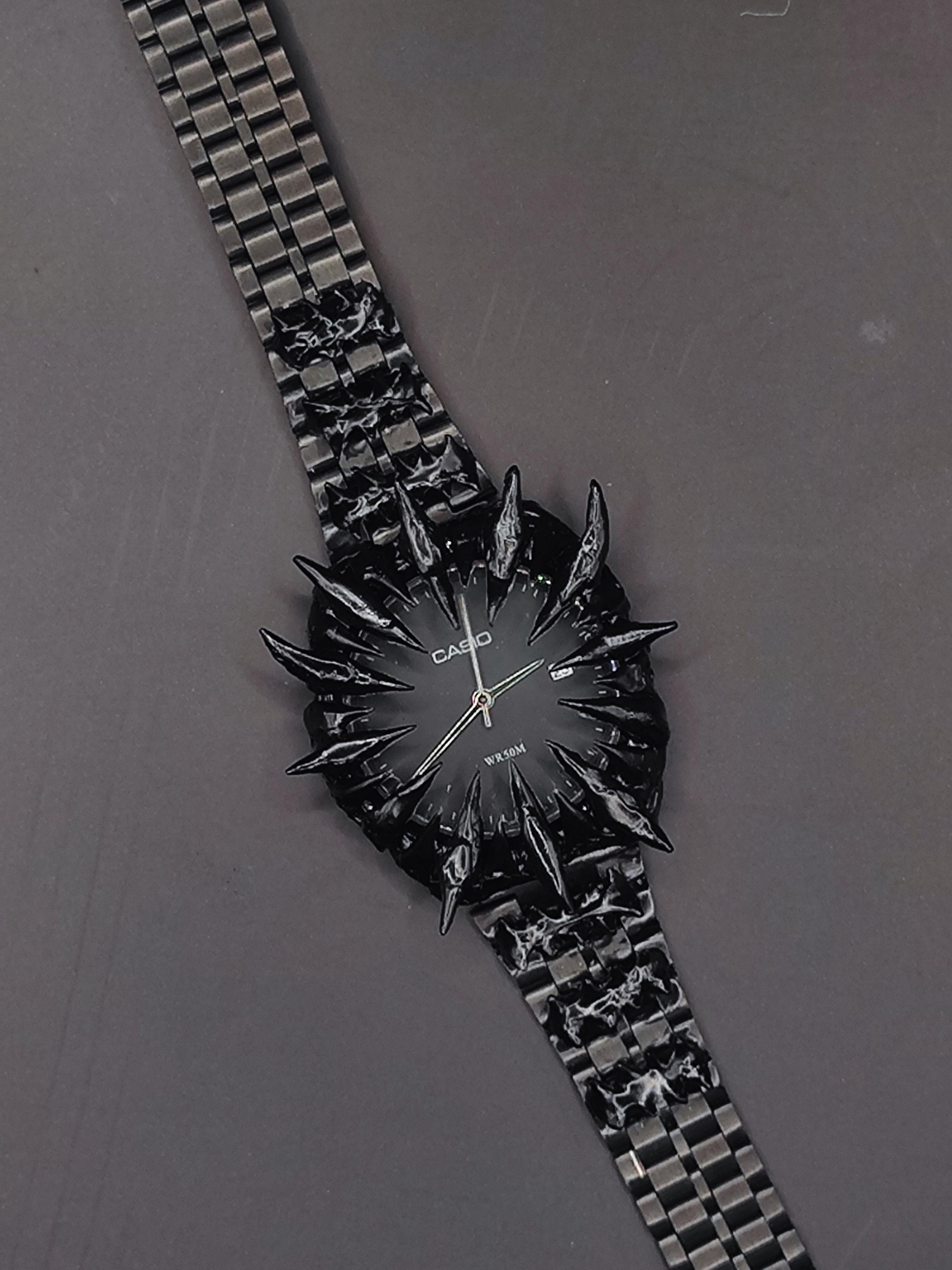 Custom Casio Spiked Black Watch – Handmade Gothic Y2K Timepiece - Etsy