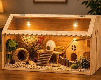 Wooden Hamster Cage Accessories Not Include Guinea Pig Cage House, Hamster Hideout Toys, Rabbit Hutches, Tortoise House