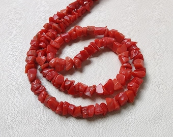 Italian Red Coral Chip Beads – Loose Gemstone Strand, Jewelry Making