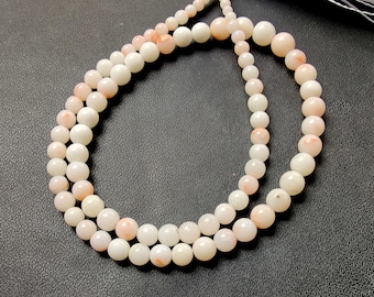 White Coral Round Beads: 14 Inch Strand, Gemstone Jewelry Making