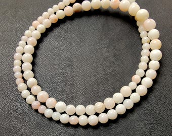 16 Inch White Japanese Coral Beads, Round Gemstone Beads (5-3mm)