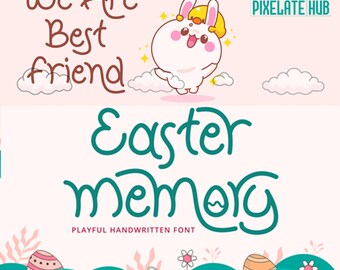 Pacchetto di 50 caratteri pasquali / Corsivo, Scrittura a mano (download digitale)