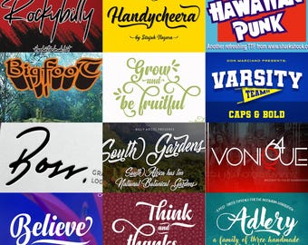 Mega Font Bundle / 300 font Script, Sans Serif e Display (OTF/TTF) Download digitale