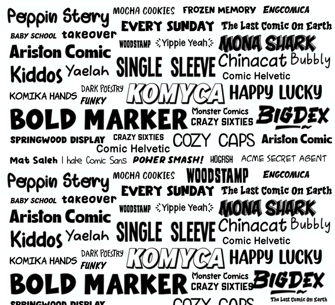 100 Comic Fonts Pack: Cartoon, Bubble & Handwritten Styles (OTF, TTF ...