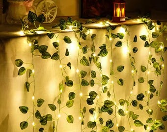 Luci a forma di foglia verde - Edera a LED, decorazioni da favola per matrimoni