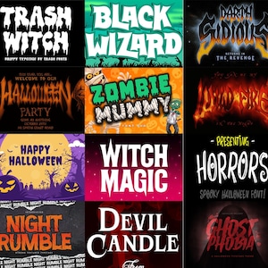 100 Halloween Fonts Bundle: Spooky, Horror, Cricut Digital Download