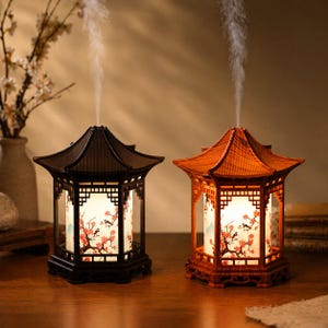 Humidificador con luz nocturna y difusor de niebla ultrasónico para decoración del hogar (estilo pabellón chino).