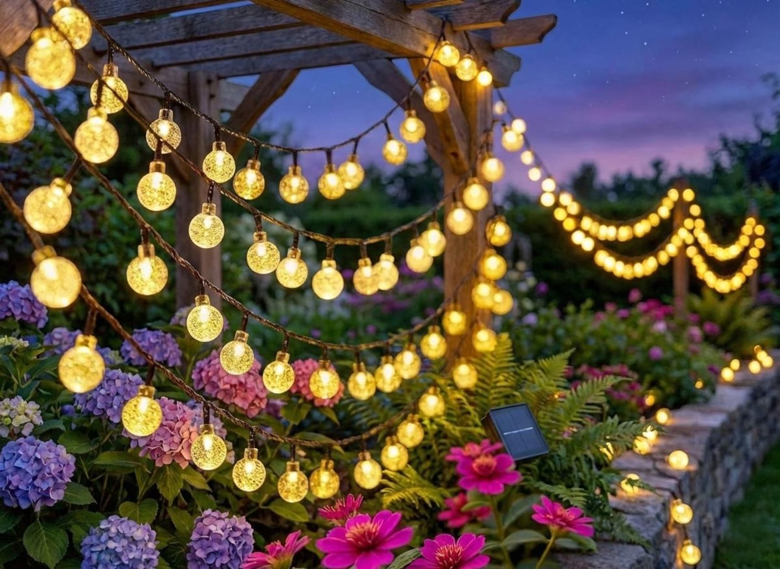 Solar Crystal Globe LED String Lights IP65 Waterproof Outdoor Fairy Lights for Garden Patio Christmas  Party Decor