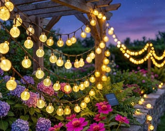 Luci a LED a sfera in cristallo solare, luci fatate da esterno impermeabili IP65 per giardino, patio, decorazioni natalizie e per feste