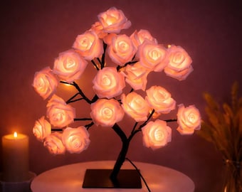 Lampada da tavolo a LED Rose Tree - Luce fatata bianca calda, alimentata tramite USB