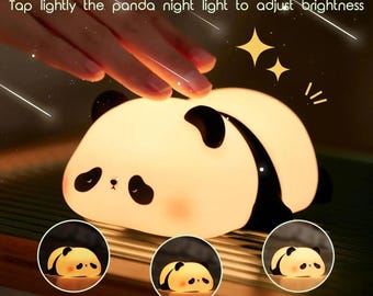 Luce notturna ricaricabile a forma di panda, LED in silicone, sensore tattile, decorazione per bambini