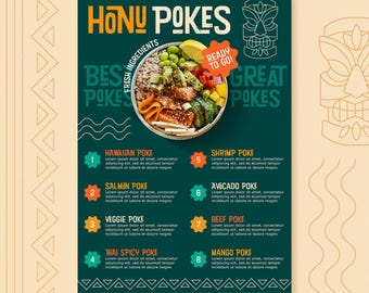 Modello di menu per ristorante: design Photoshop modificabile, download digitale