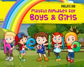 Clipart dell'alfabeto ad acquerello: lettere disegnate a mano per bambini (PNG JPG)