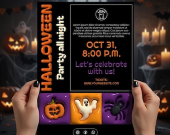 Geist und Kürbis-Halloween-Party Einladung Vorlage