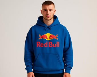 Red Bull Merch Hoodie, Unisex Hooded Sweatshirt Gift for Red Bull Lover, Red Bull Fan Apparel, Trendy Urban Streetwear, Hoodie Sweatshirt
