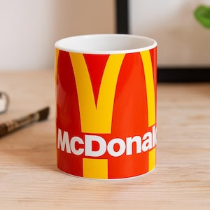 McDonald&#39;s-themed ceramic mug 11oz Golden Arches logo mug Fast food brand coffee cup McDonald&#39;s emblem 11oz mug