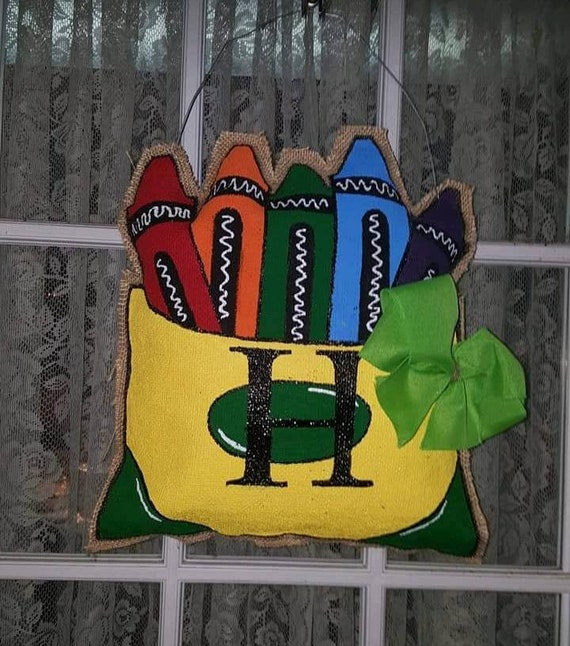 Painted Stuffed Burlap Door Hanger Make Great Teacher Etsy