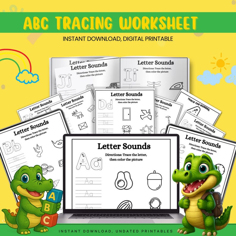 ABC Alphabet Tracing Worksheets for Kids | Letter Printable Preschool ...