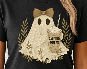 Cute Coquette Ghost PNG, Instant Digital Download, Boujee Girly Ghost png, Halloween Humor Digital Clipart, Coffee Lover Gift