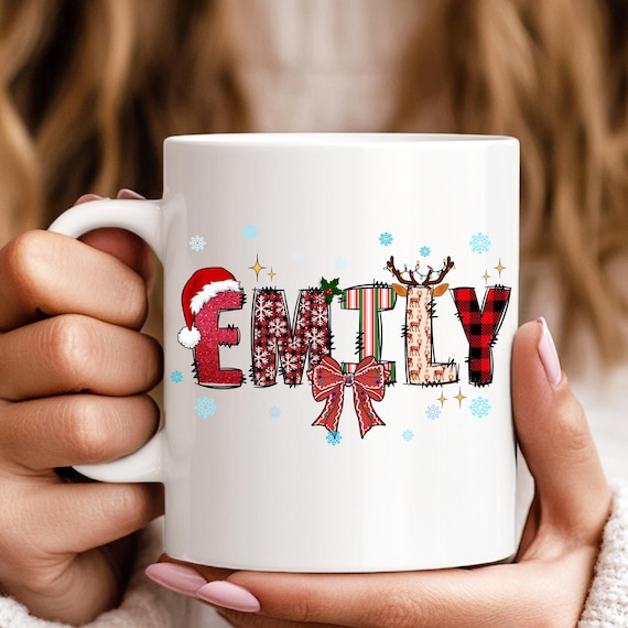 Personalized Christmas Family Mug, Custom Kids Name Mug, Christmas Mug, Holiday Mug With Custom Christmas Alphabet, Family Name Team Cup