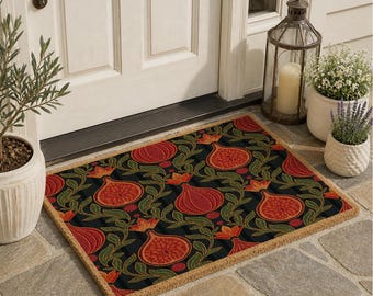 Felpudo de higos, felpudo botánico de bienvenida, felpudo con estampado frutal vintage, decoración otoñal para la entrada, alfombra roja de higos para el porche, regalo inspirado en la naturaleza