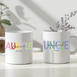 Pregnancy Reveal Mug Set: New Aunt & Uncle Announcement Gift