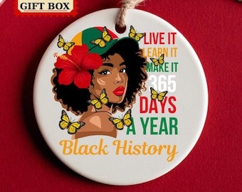 Black History Ornament, Black History Gift, African American Art Decor, Inspirational Quote Ornament, Black Excellence Gift