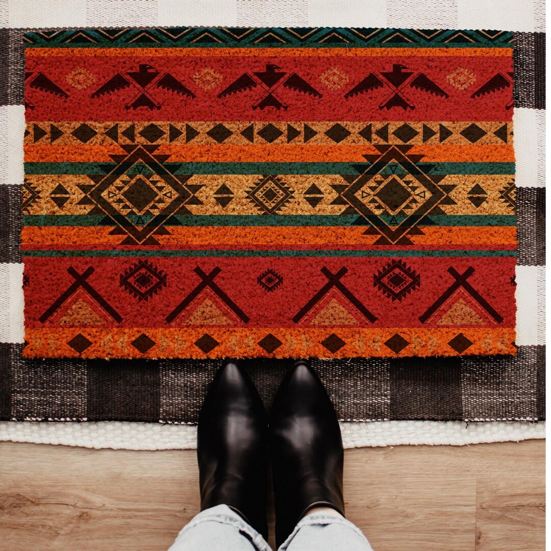 Southwestern Doormat, Aztec Pattern Door Mat, Tribal Boho Welcome Mat ...