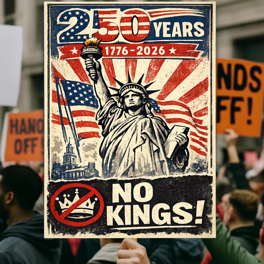No Kings Protest Sign, 250 Years 1776-2026, Patriotic Protest Poster ...