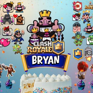 クラッシュ・オブ・ロワイヤル バースデーケーキトッパー、ゲーマーパーティーデコレーション、デジタルSVGファイル