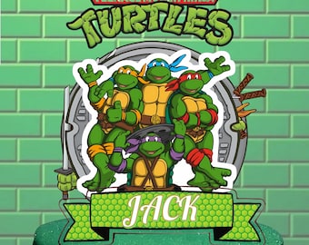 Adorno personalizado para tarta de las Tortugas Ninja: Decoración personalizada para cumpleaños infantiles (Descarga digital)