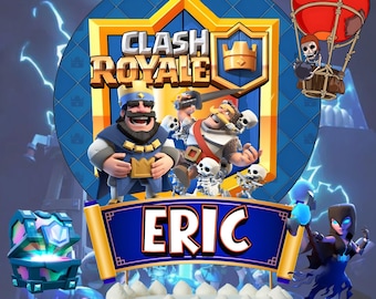 Adorno para tarta de cumpleaños de Clash of Royale, decoración para fiestas de gamers, archivo digital
