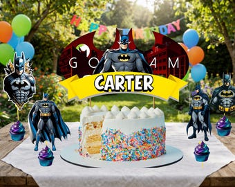 Set de adornos para tartas y cupcakes de superhéroes / Decoración personalizada para cumpleaños