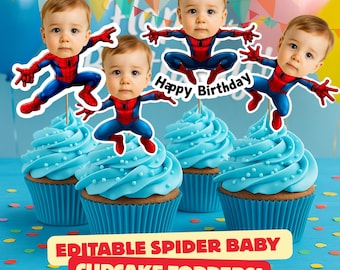 Adornos para cupcakes de Spidey: decoración de superhéroes de dibujos animados, suministros para fiestas infantiles