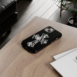 White Cross iPhone Case | Fits iPhone 16 Pro to XS | 10 Color Options | Aesthetic Christian Phone Cover | Shock Absorbent