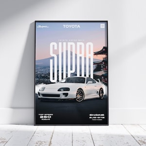 BMW Supra MK4 Poster | JDM Auto Wand Kunst | Turbo-Sportwagen-Druck | Japanisches Legendendekor | Racing Garage Kunstwerk | Ästhetisches Poster