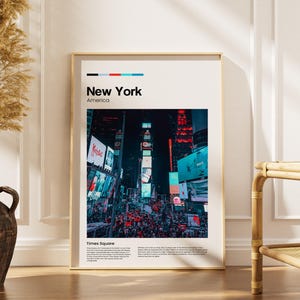 Times Square Poster | Vintage New York City Wall Art | Retro Urban Print | NYC Travel Photography Home Decor | Aesthetic Poster