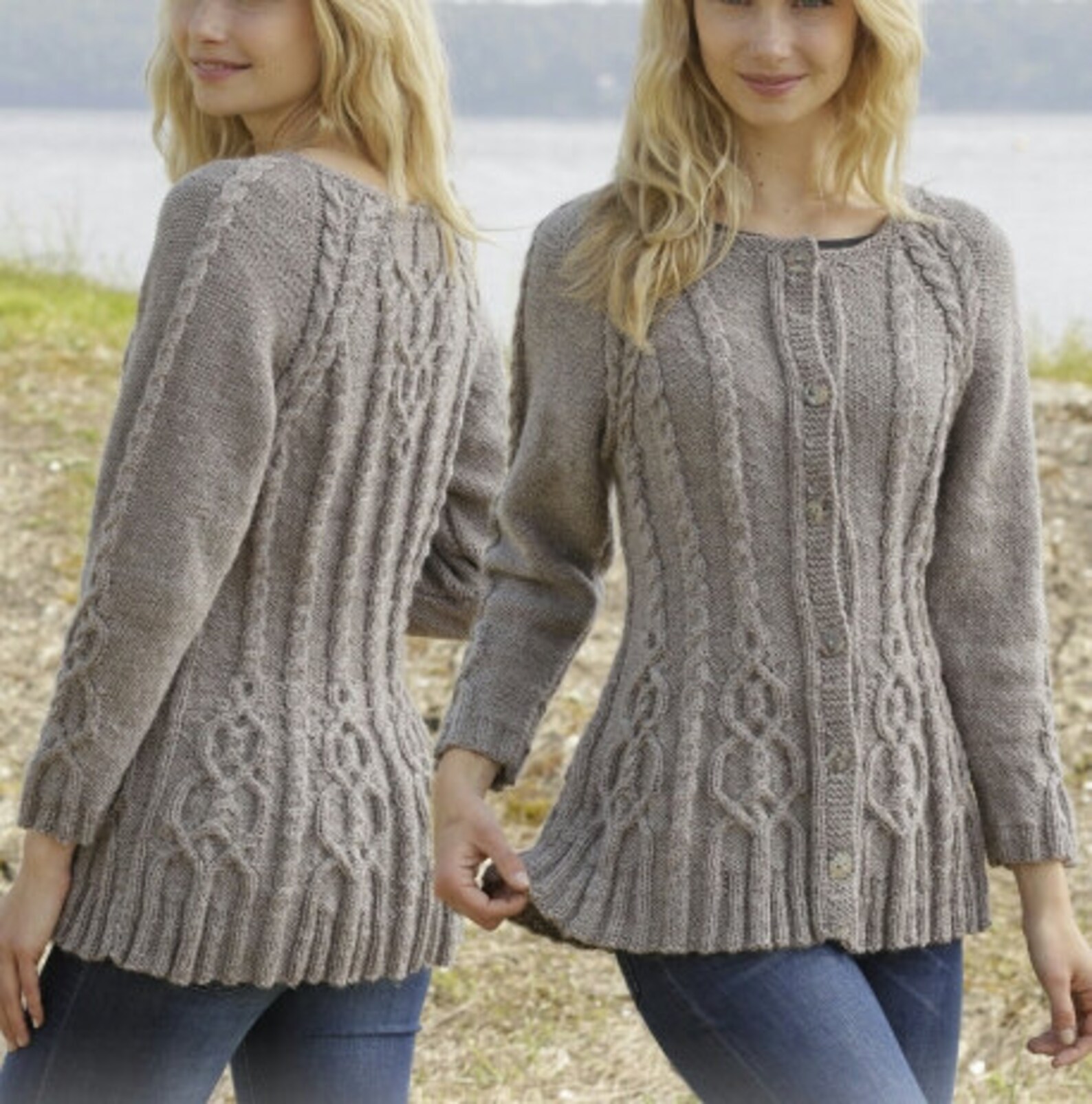 Garnstudio Photo Pattern /knit Multi Cable Flared Cardigan Etsy