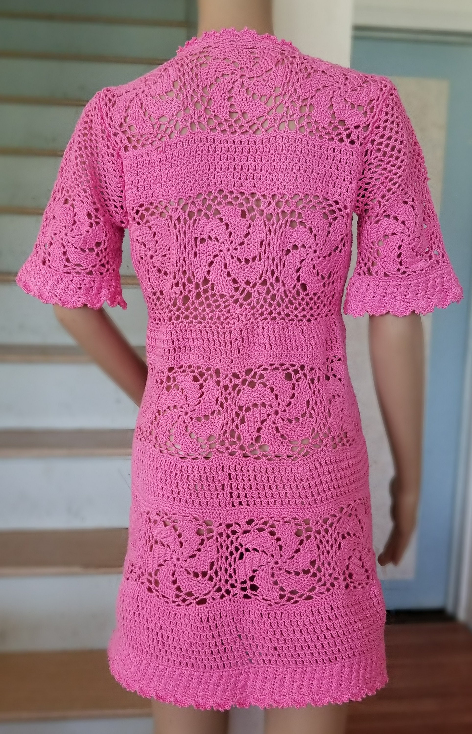 Crocheted Flower & Lace Short V-neck Beach Dress MADE TO - Etsy