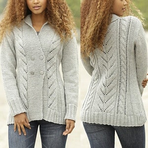 Garnstudio Photo Pattern /Knit Jacket w/Cables & Shawl Collar - "Arrowhead " - MADE TO ORDER